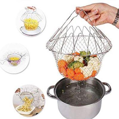Cesto Para Frituras Cozimento A Vapor 12 Em 1 Inox Fritadeira Dobravel Escorredor Macarrao Fruteira Articulavel