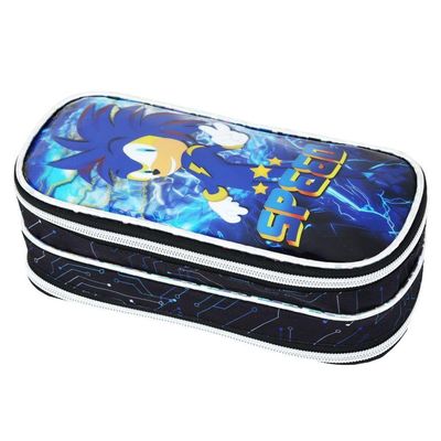 Kit Mochila Rodinha Estojo Lancheira Escolar Infantil Sonic