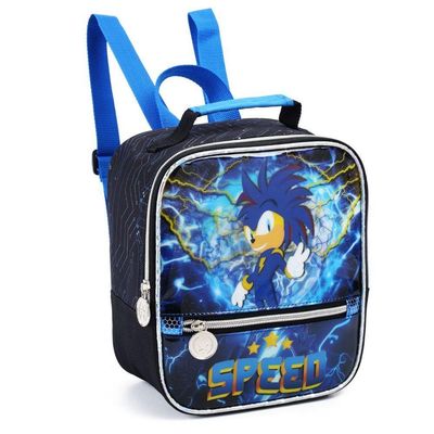 Kit Mochila Rodinha Estojo Lancheira Escolar Infantil Sonic