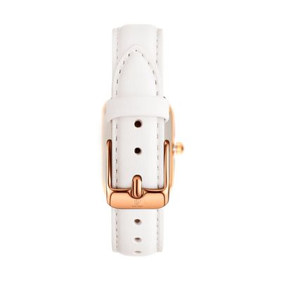 Relógio de Pulso Feminino Quadrado Pulseira Branca New Port