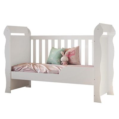 Berço Cama Infantil Americano C/Rodízios Branco Carolina