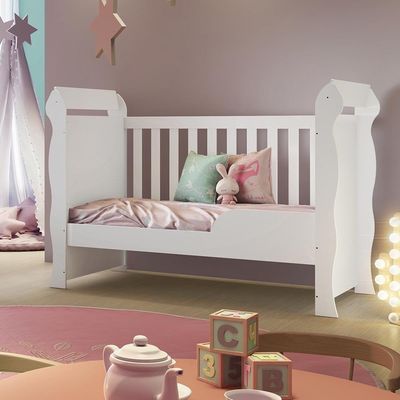 Berço Cama Infantil Americano C/Rodízios Branco Carolina