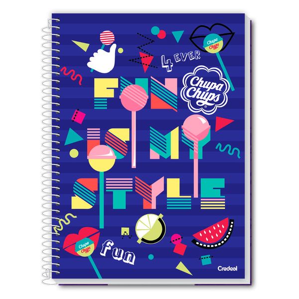 Caderno Universitário Feminino Chupa Chups 160F/10 Matérias Credeal