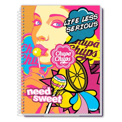 Caderno Universitário Feminino Chupa Chups 160F/10 Matérias Credeal