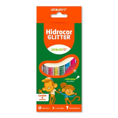 Hidrocor 8 Cores Com Glitter Leonora