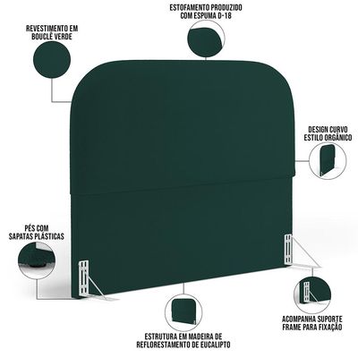 Cabeceira Cama Box King 195cm Orgânica Lanna W01 Bouclê Verde - Lyam Decor