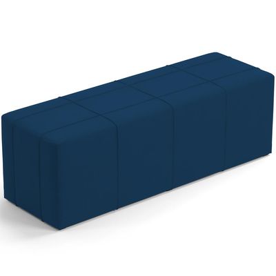 Kit Cabeceira Cama Box Casal 140cm com Calçadeira Roma W01 Suede Azul Marinho - Lyam