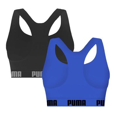 Kit 2 Tops Puma Nadador Sem Costura Feminino P / Azul e Preto