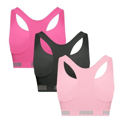 Kit 3 Tops Puma Nadador Sem Costura Feminino G / Rosa e Preto