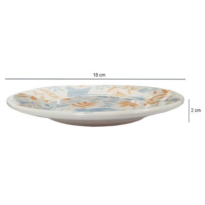 Prato de Sobremesa de Cerâmica Donna Bem-Te-Vi 18cm 6 Unidades - Biona 5409