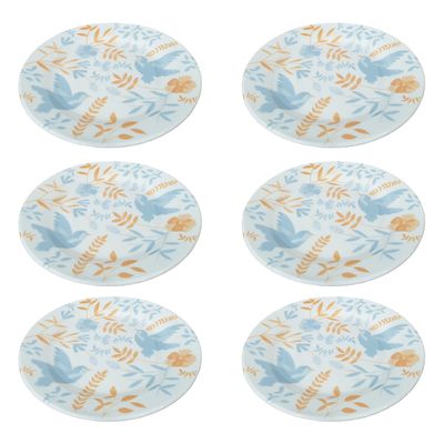 Prato de Sobremesa de Cerâmica Donna Bem-Te-Vi 18cm 6 Unidades - Biona 5409