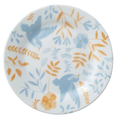 Prato de Sobremesa de Cerâmica Donna Bem-Te-Vi 18cm 6 Unidades - Biona 5409