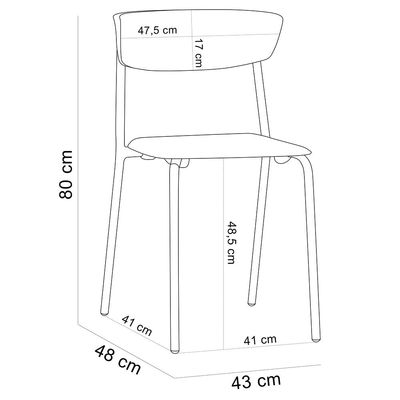 Kit 02 Cadeiras Empilhável Fixa Atom F02 Base Aço Branco Nude - Lyam Decor