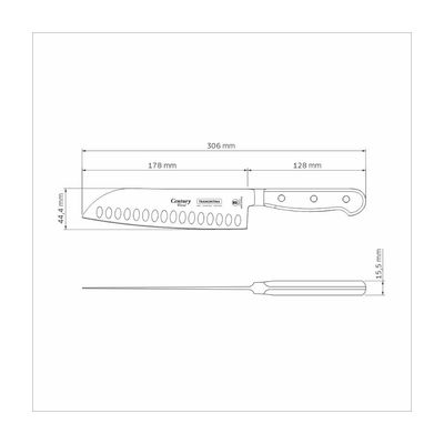 Faca Santoku Tramontina Century Wood com Lâmina em Aço Inox e Cabo de Madeira Tratada Castanho 7 polegada