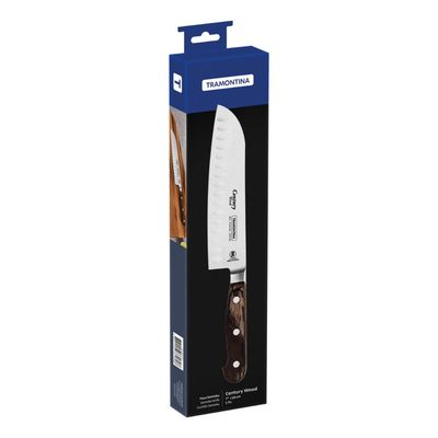 Faca Santoku Tramontina Century Wood com Lâmina em Aço Inox e Cabo de Madeira Tratada Castanho 7 polegada