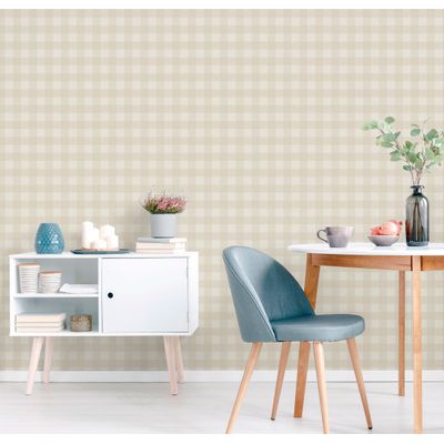 Papel de Parede Essential Xadrez Vichy Cor Bege ES98132