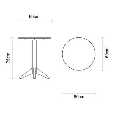 Mesa de Madeira Tramontina London Redonda em Tauari Amendoa 2 Lugares 60 cm