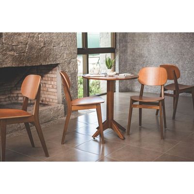 Mesa de Madeira Tramontina London Redonda em Tauari Amendoa 2 Lugares 60 cm