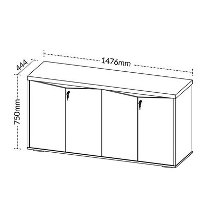 Balcão Para Escritório 04 Portas 160cm com Chaves Unik A02 Nogal Preto - Lyam Decor