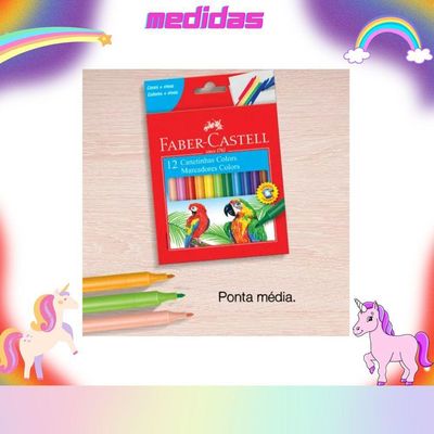 Canetinhas Hidracor Hidrográficas Faber Castell Com 12 Cores Volta às Aulas