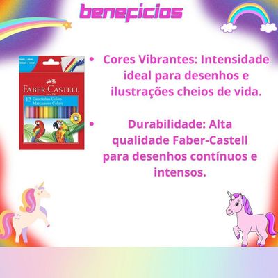 Canetinhas Hidracor Hidrográficas Faber Castell Com 12 Cores Volta às Aulas