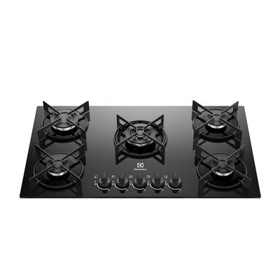 Cooktop 5 Bocas Gás Electrolux Mesa de Vidro Efficient Tripla Chama e Grade Aço Fosco (KE5GT) Bivolt