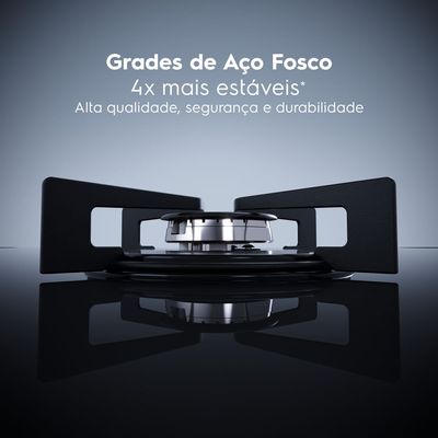 Cooktop 5 Bocas Gás Electrolux Mesa de Vidro Efficient Tripla Chama e Grade Aço Fosco (KE5GT) Bivolt
