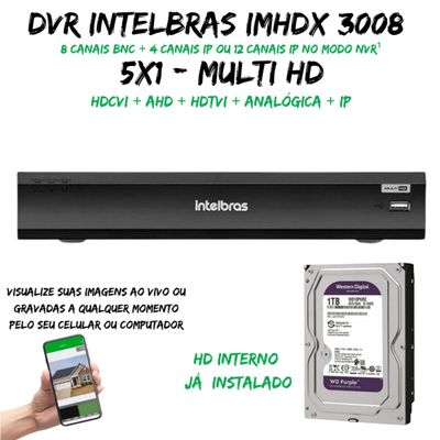 Dvr Multi Hd Intelbras IMhdx 3008 C/HD 1TB Purple
