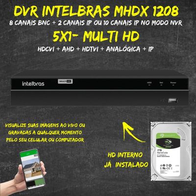 Dvr Intelbras Multi-hd 8ch Mhdx 1208 C/1tb