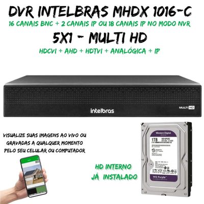 Dvr Multi Hd Intelbras 16Ch Mhdx 1016-C C/HD 1TB purple