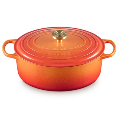 PANELA LE CREUSET SIGNATURE OVAL EM FERRO FUNDIDO FLAMME DORÉE 31CM 21178311834479