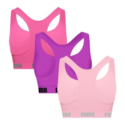 Kit 3 Tops Puma Nadador Sem Costura Feminino P / Rosa/Roxo