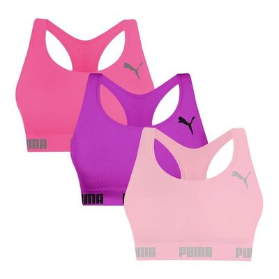 Kit 3 Tops Puma Nadador Sem Costura Feminino P / Rosa/Roxo
