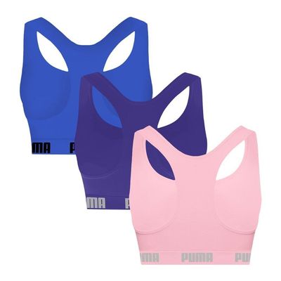 Kit 3 Tops Puma Nadador Sem Costura Feminino M / Azul e Roxo