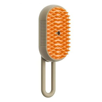 Escova Tira Pelo Vapor Retrátil Pet Usb Recarregável Cão Gato Laranja