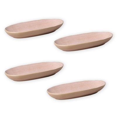 Conjunto de Travessas Ovais Grandes Orgânico Litchi 32x16cm 4 Peças Porto Brasil Rosa