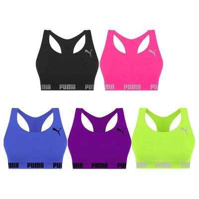 Kit 5 Tops Puma Nadador Sem Costura Feminino GG / Verde/Roxo