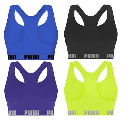Kit 4 Tops Puma Nadador Sem Costura Feminino P / Azul e Verde