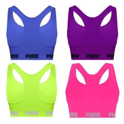 Kit 4 Tops Puma Nadador Sem Costura Feminino M / Azul e Roxo