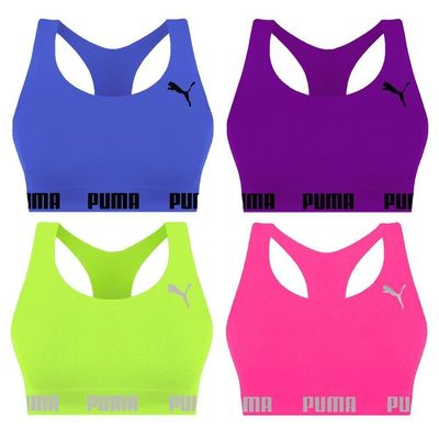 Kit 4 Tops Puma Nadador Sem Costura Feminino M / Azul e Roxo