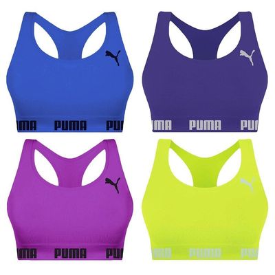 Kit 4 Tops Puma Nadador Sem Costura Feminino G / Azul e Roxo