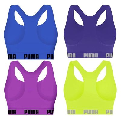 Kit 4 Tops Puma Nadador Sem Costura Feminino G / Azul e Roxo