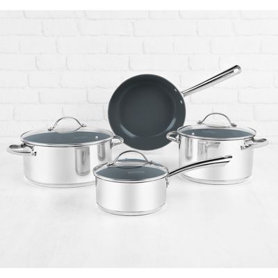 Jogo de Panelas Una Ceramic Aço Inox e Cerâmica de Indução 4 Peças - Tramontina 65280/316