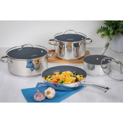 Jogo de Panelas Una Ceramic Aço Inox e Cerâmica de Indução 4 Peças - Tramontina 65280/316
