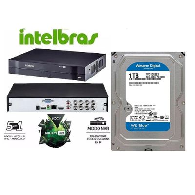 Dvr gravador INTELBRAS 8 canais Full hd + hd 1TB