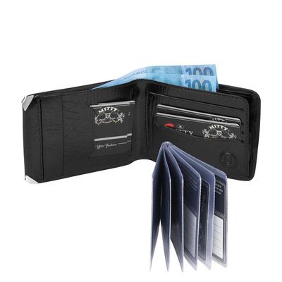 Carteira Masculina Couro Mitty M2 Porta Cheques Cantoneira Preto