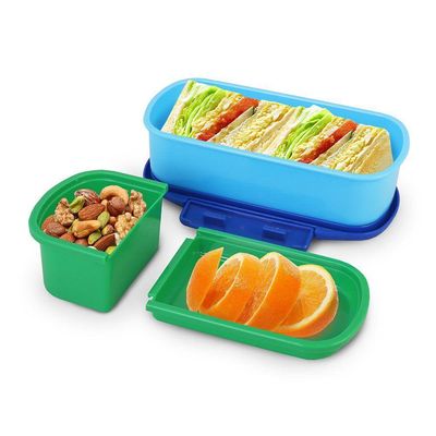 Conjunto Lancheira Térmica Com Pote P- Lanche 450ml E Garrafa - Mochila Escolar Azul