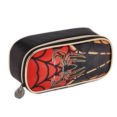 Kit Mochila Rodinhas Lancheira Estojo Duplo Homem Aranha Spider Dark Aranha Miles