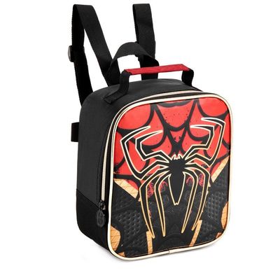 Kit Mochila Rodinhas Lancheira Estojo Duplo Homem Aranha Spider Dark Aranha Miles