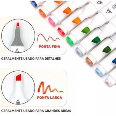 Conjunto De Canetas Marcador Permanente Ponta Dupla 80 Cores